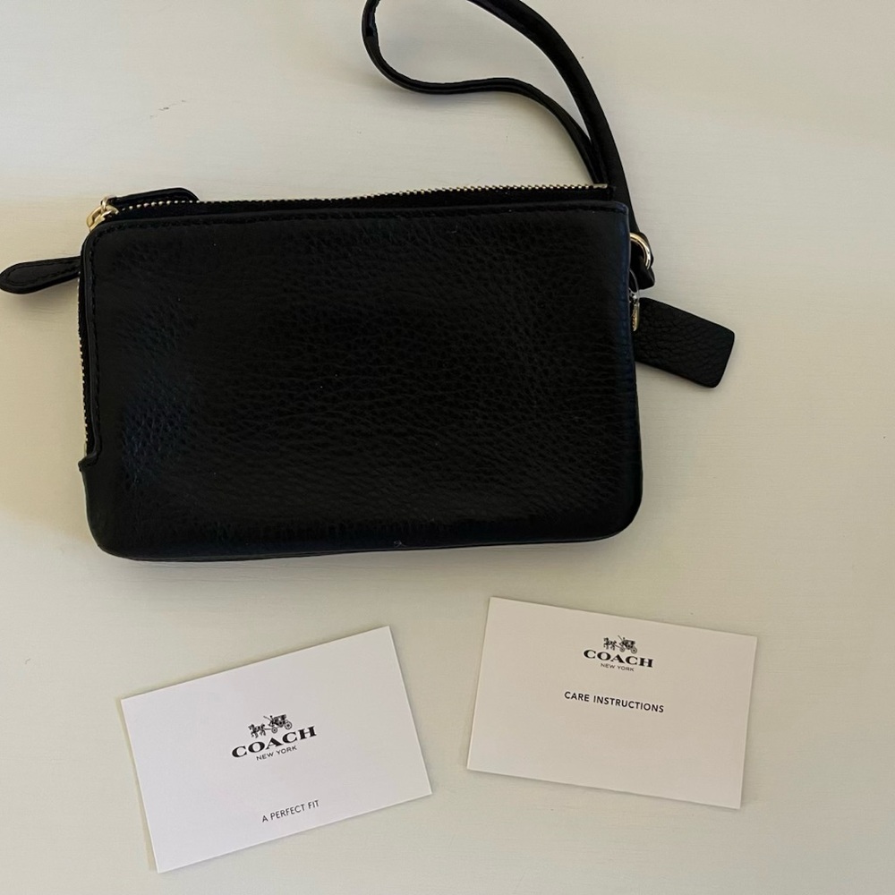 Coach Black Leather Double Zip Wristlet - Picture 5 of 6
